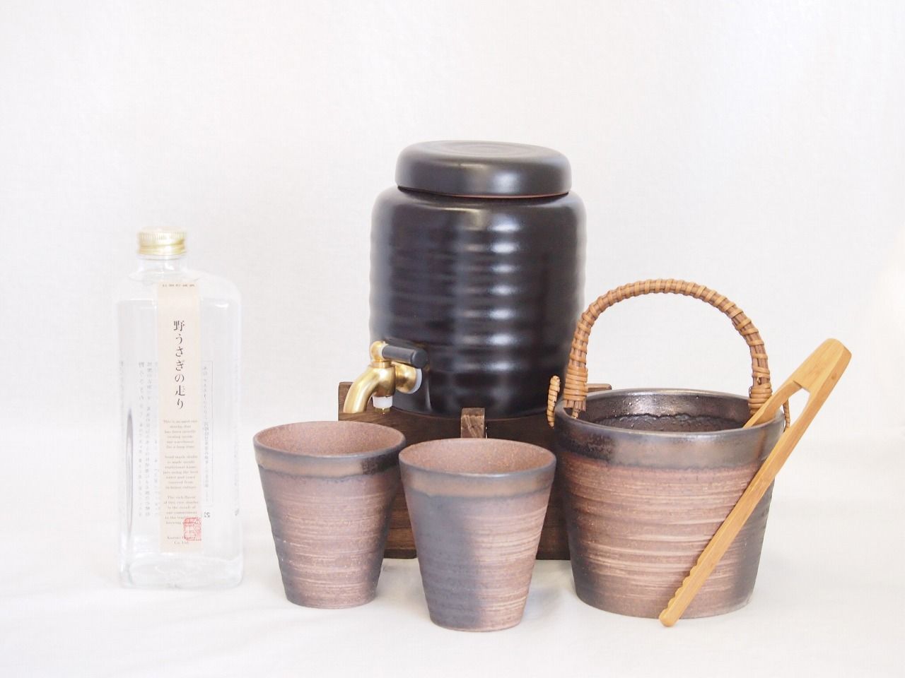 【未使用・新品】九谷焼銀彩 焼酎サーバー 木製土台付 高さ27.5㌢ 33613-2.jpg