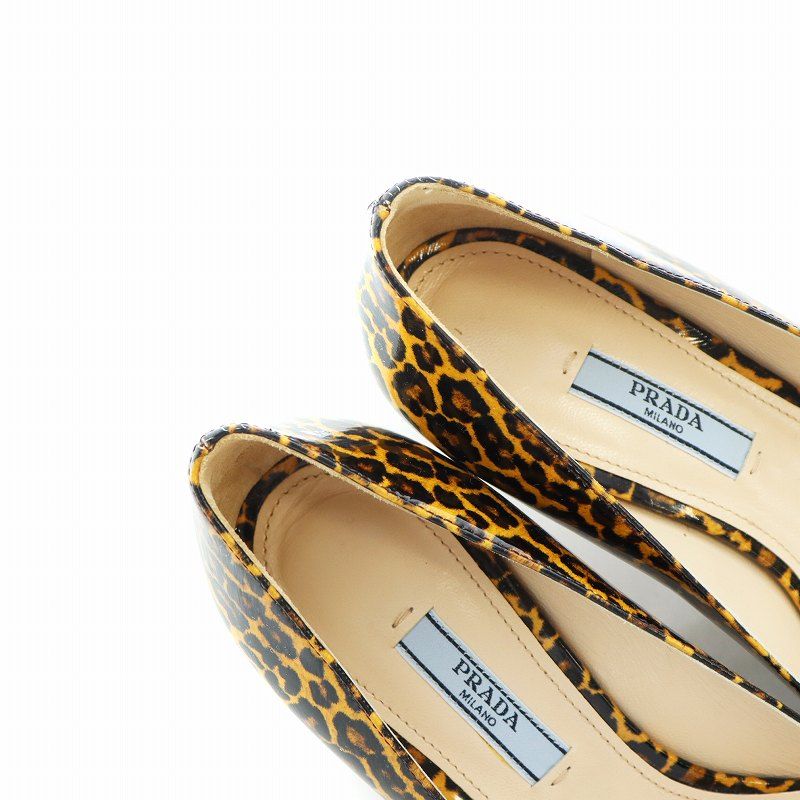 プラダ PRADA パンプス ヒョウ柄 レオパード エナメル ポインテッド