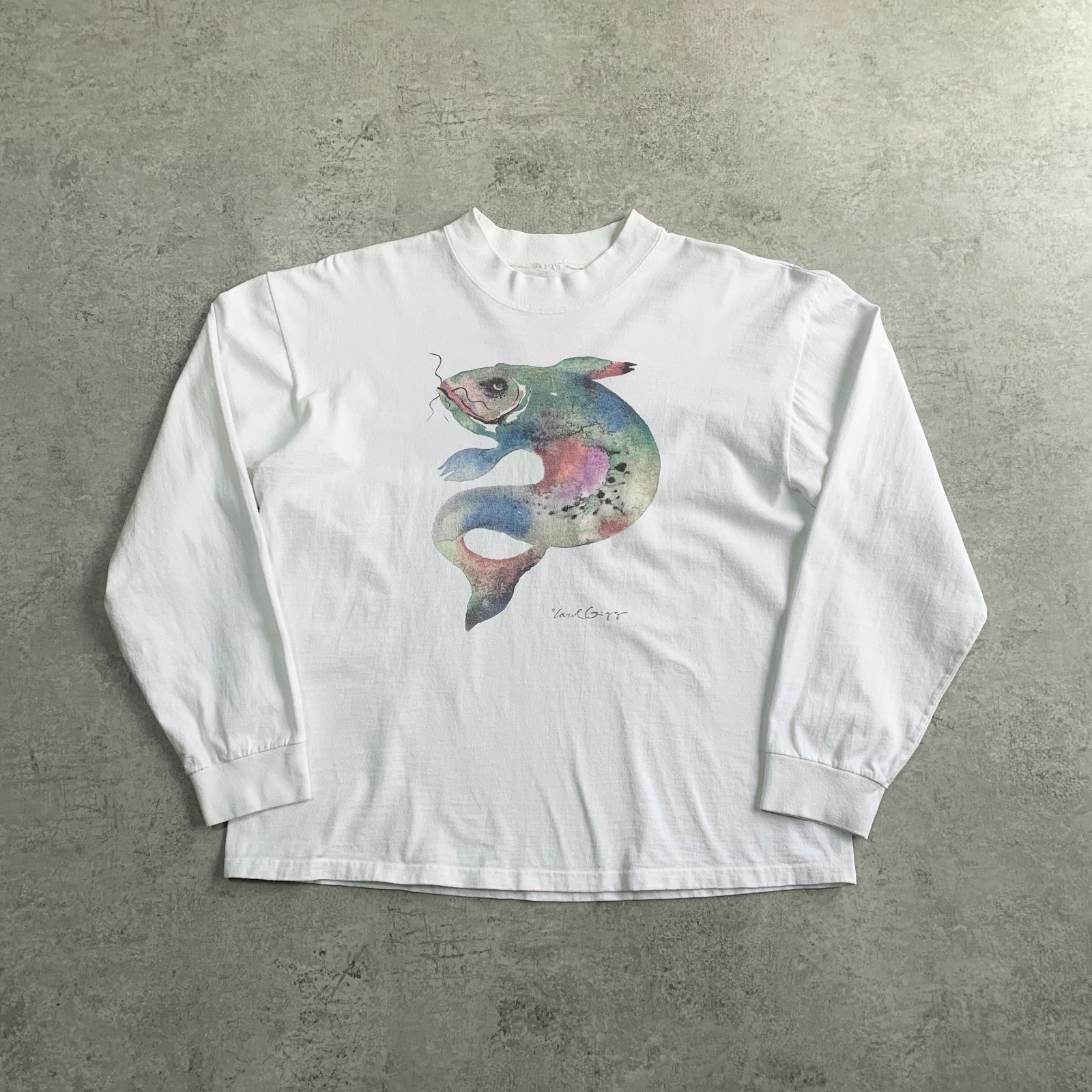 90s Carol Grigg Catfish Art Printed Long sleeve T-shirt キャロル 