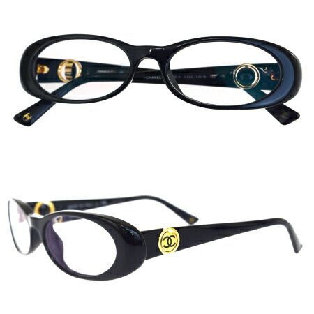 【中古】 シャネル CHANEL メガネフレーム ココマーク ブラック ゴールド プラスチック メタル 3156-A 05ER322