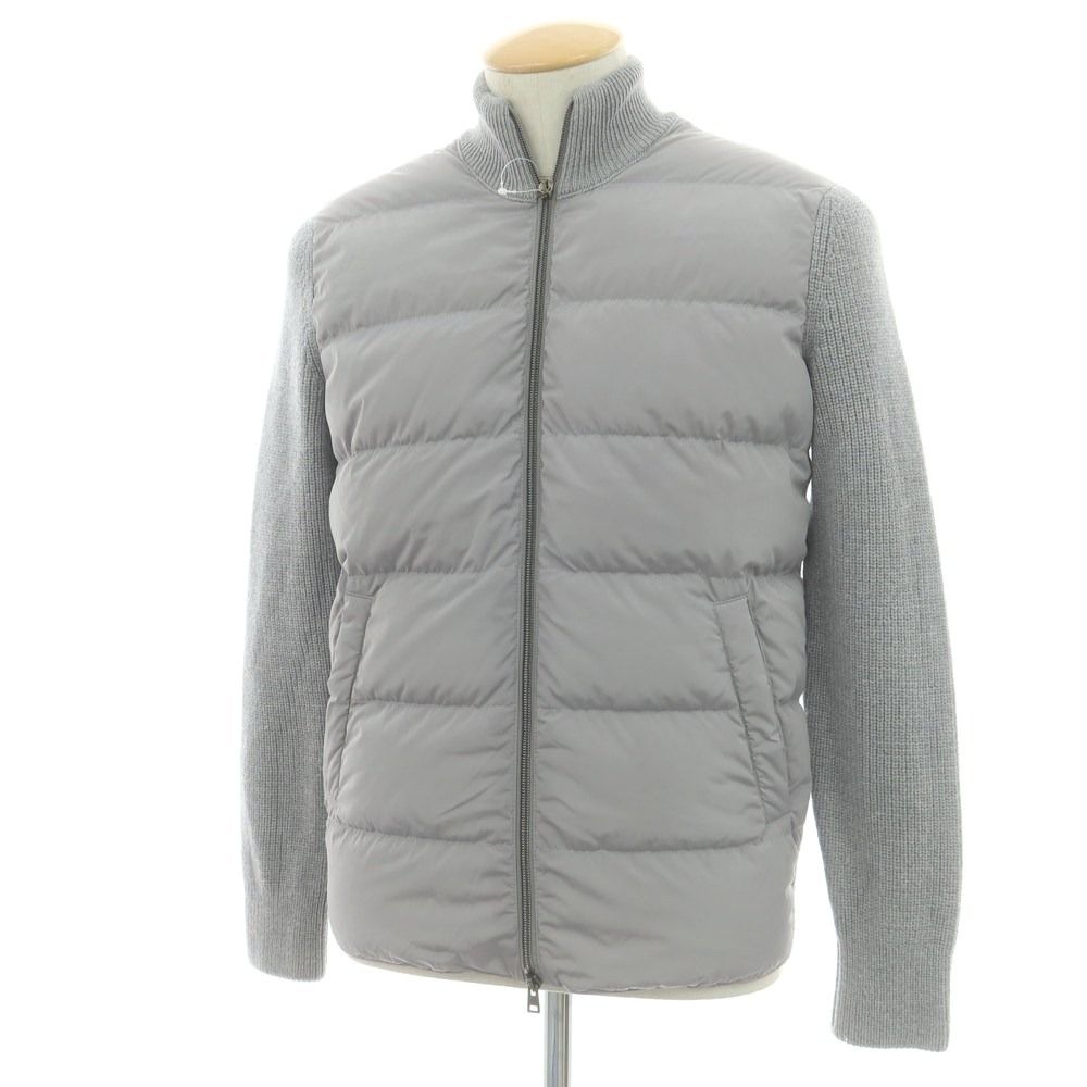 中古】ヘルノ Herno ニット ダブルジップ ダウンジャケット グレー