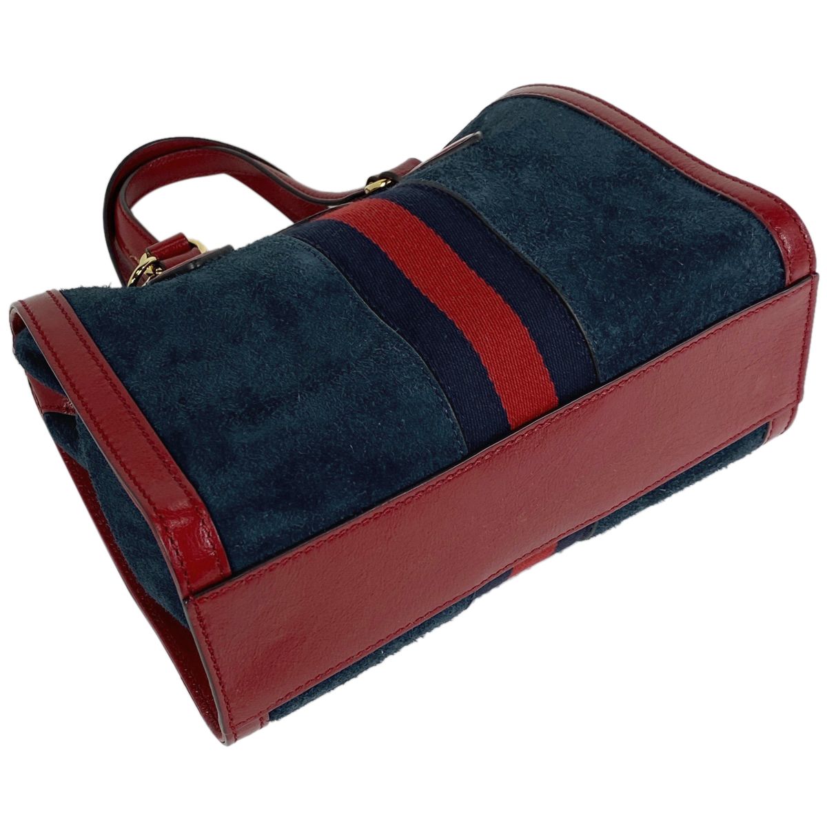 GUCCI オフィディア シェリーライン ショルダーバッグ スエード ネイビー