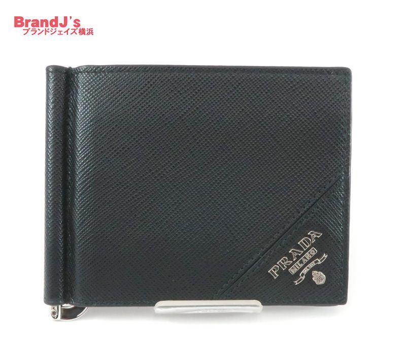 新品未使用✨PRADA プラダ　マネークリップ　2MN077 サフィアーノ　黒 未使用 プラダ マネークリップ付き サフィアーノレザー 札入れ