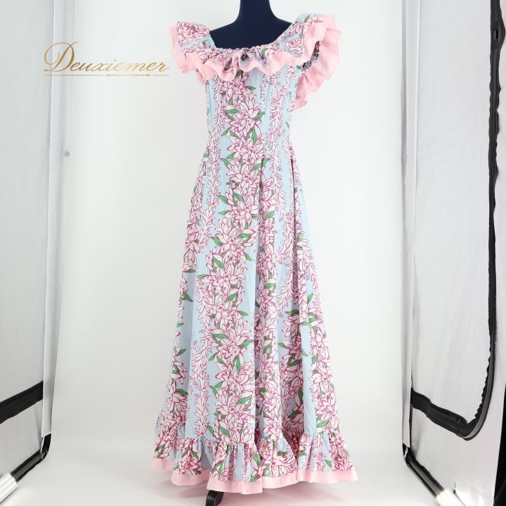 フラダンス 衣装 ワンピース ドレス ブルー系 メネフネ