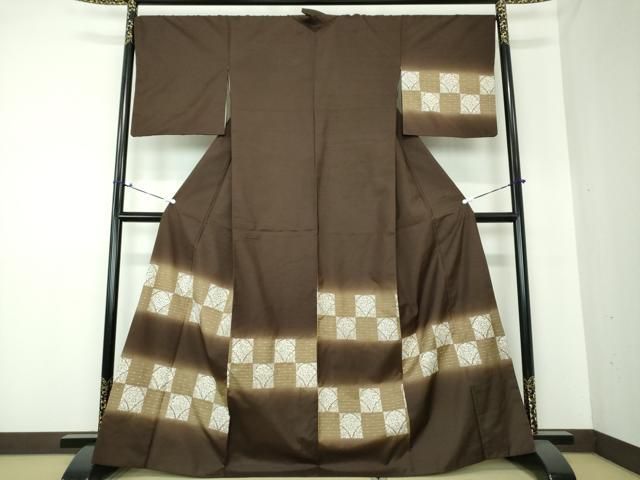 平和屋着物○中国三大刺繍 相良刺繍 訪問着 紬地 横段花文 銀糸 正絹