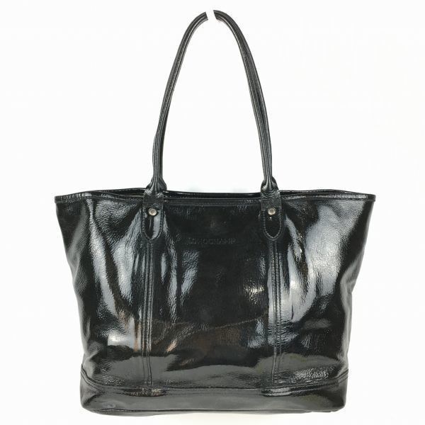 LONG CHAMP/ロンシャン トートバッグ〈黒/BLACK〉エナメル加工/bag〕菅 