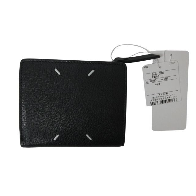 メゾンマルジェラ 11 Maison Margiela 11 24SS ショートウォレット 二つ折り財布 フラップ ゴートレザー SA1UI0009 P4806 ブラック 黒 0218