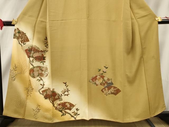 平和屋着物■訪問着　作家物　枝花文　金彩　着丈158cm　裄丈63.5cm　正絹　逸品　未使用　B-ag2859 平和屋着物○訪問着 友禅 枝花文 正絹 逸品 AAAX0611zg