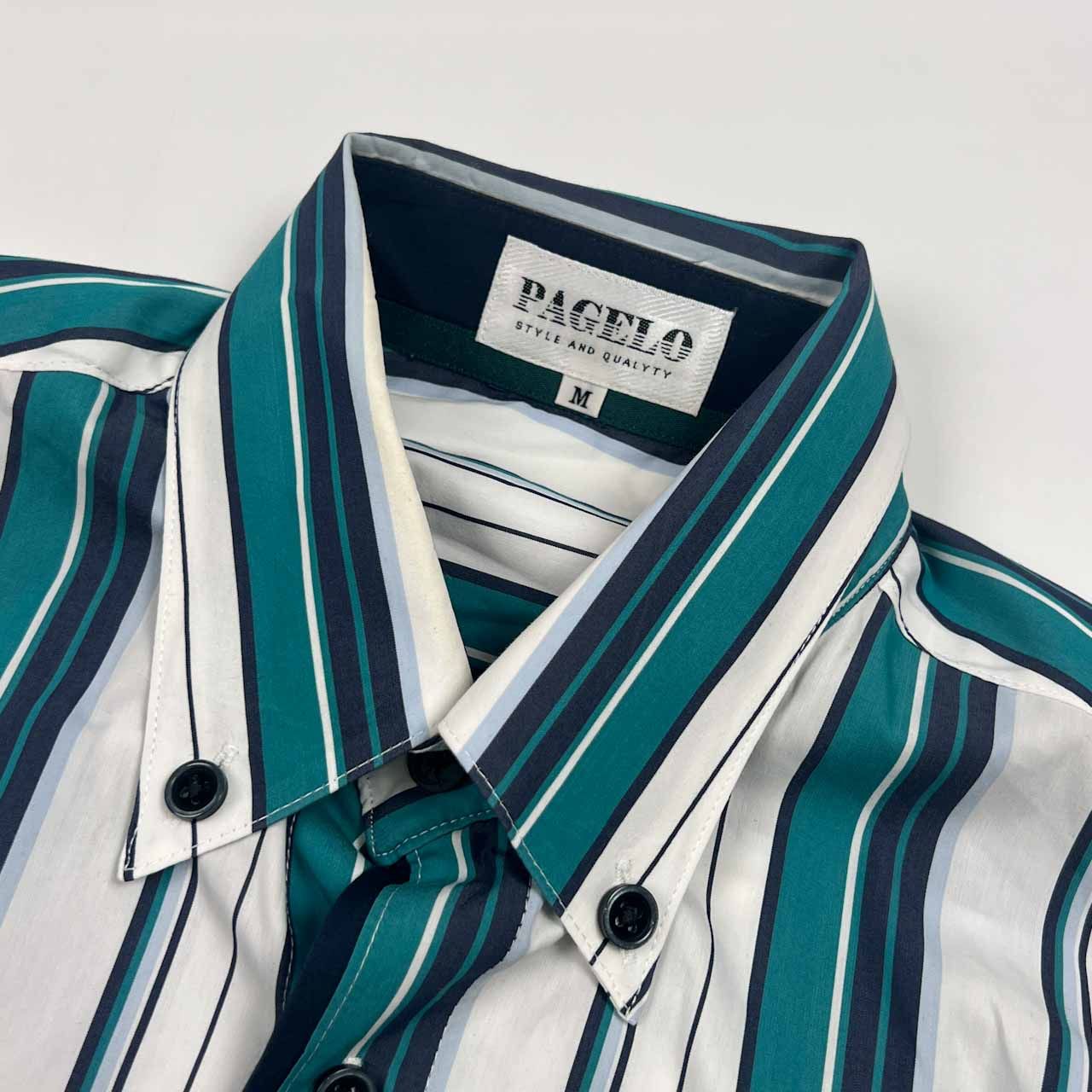 PAGELO パジェロ ストライプ BD ボタンダウン 長袖シャツ M/マルチ