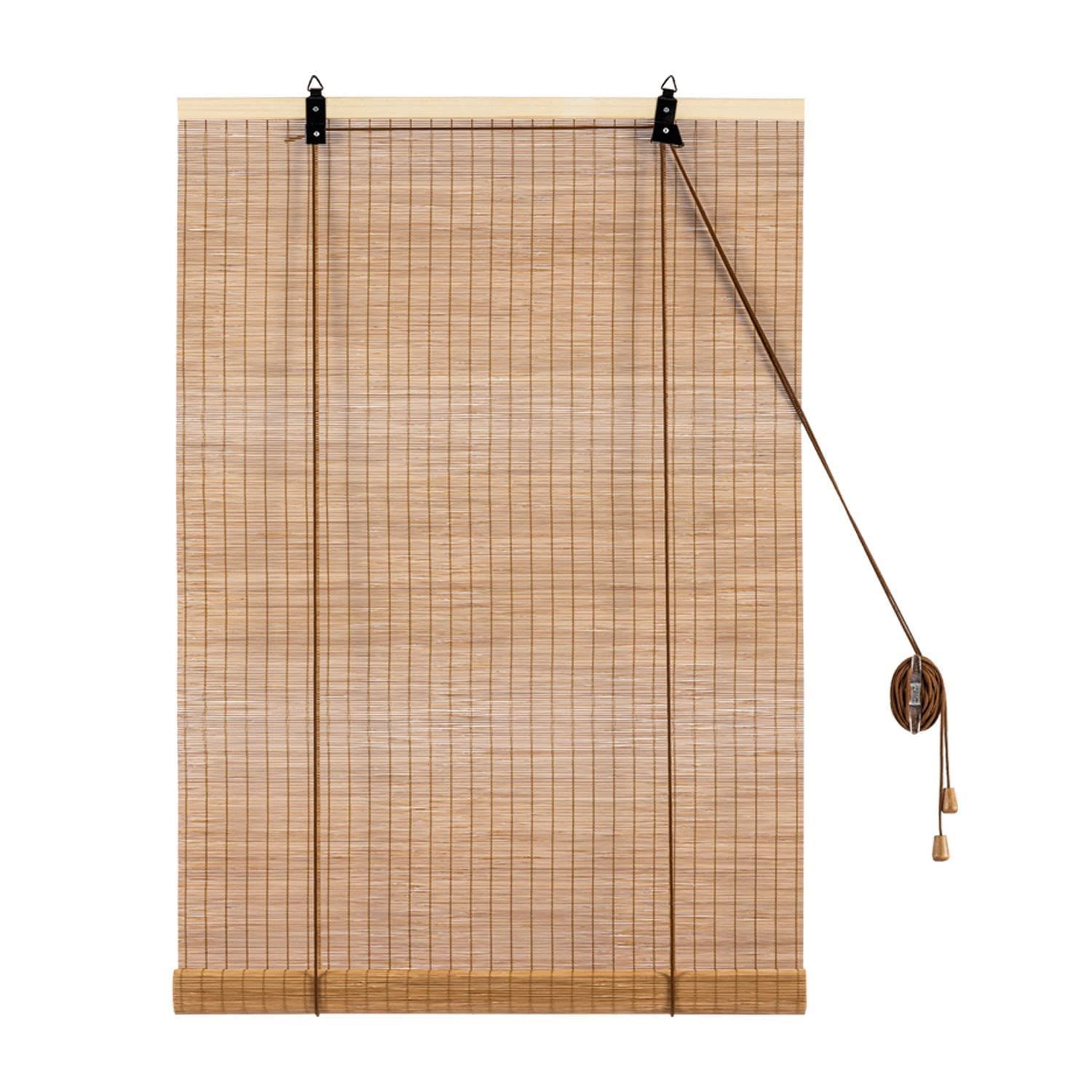 新着商品 Yitian Bamboo Art 竹すだれ 2本セット カーキ 幅88cm×丈170cm 竹ロールスクリーン 簾 屋内 屋外 竹ブライド 巻き上げ機能 目隠し 遮光 遮熱 日除け 日よけ防止 風通し 和風 和室 コード用フック付き