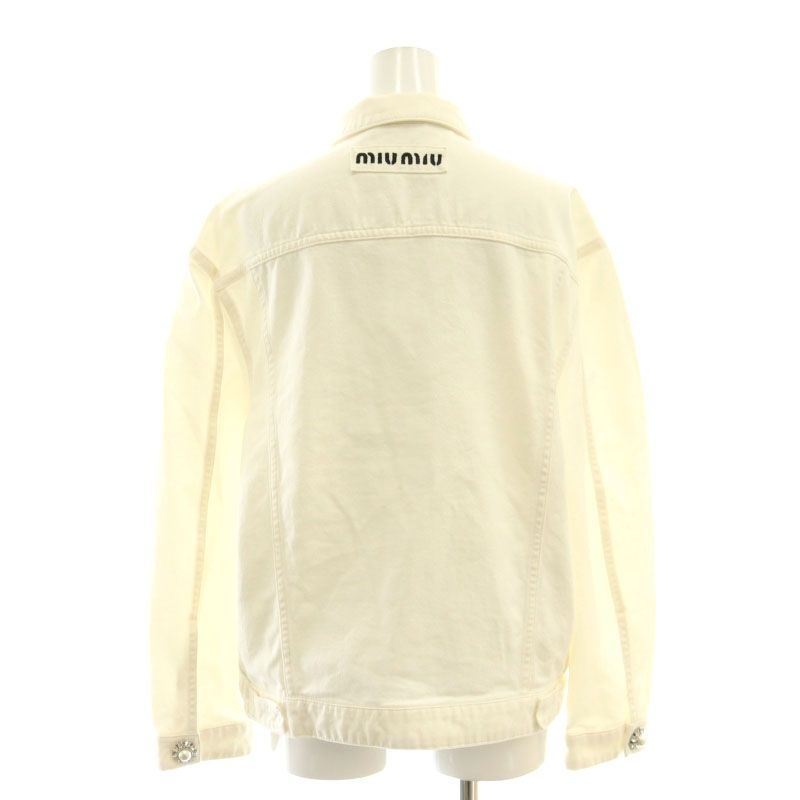 miumiu ミュウミュウ ビジュー&パール ボタン デニムジャケット MiuMiu＊Denim blouson jacket ショートデニムジャケット＊送込