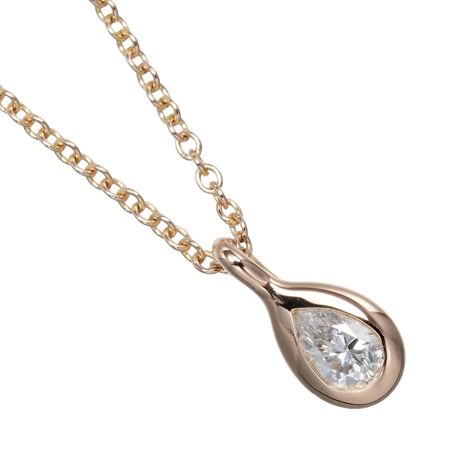 TIFFANY-Co. ティファニー バイザヤード ペアシェイプ K18ピンクゴールド×ダイヤモンド レディース 2.25g ネックレス