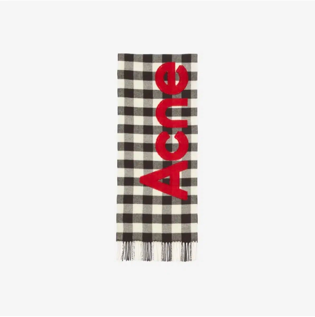 Acne Studio チェック ロゴ スカーフ 炭素 グレー レッド