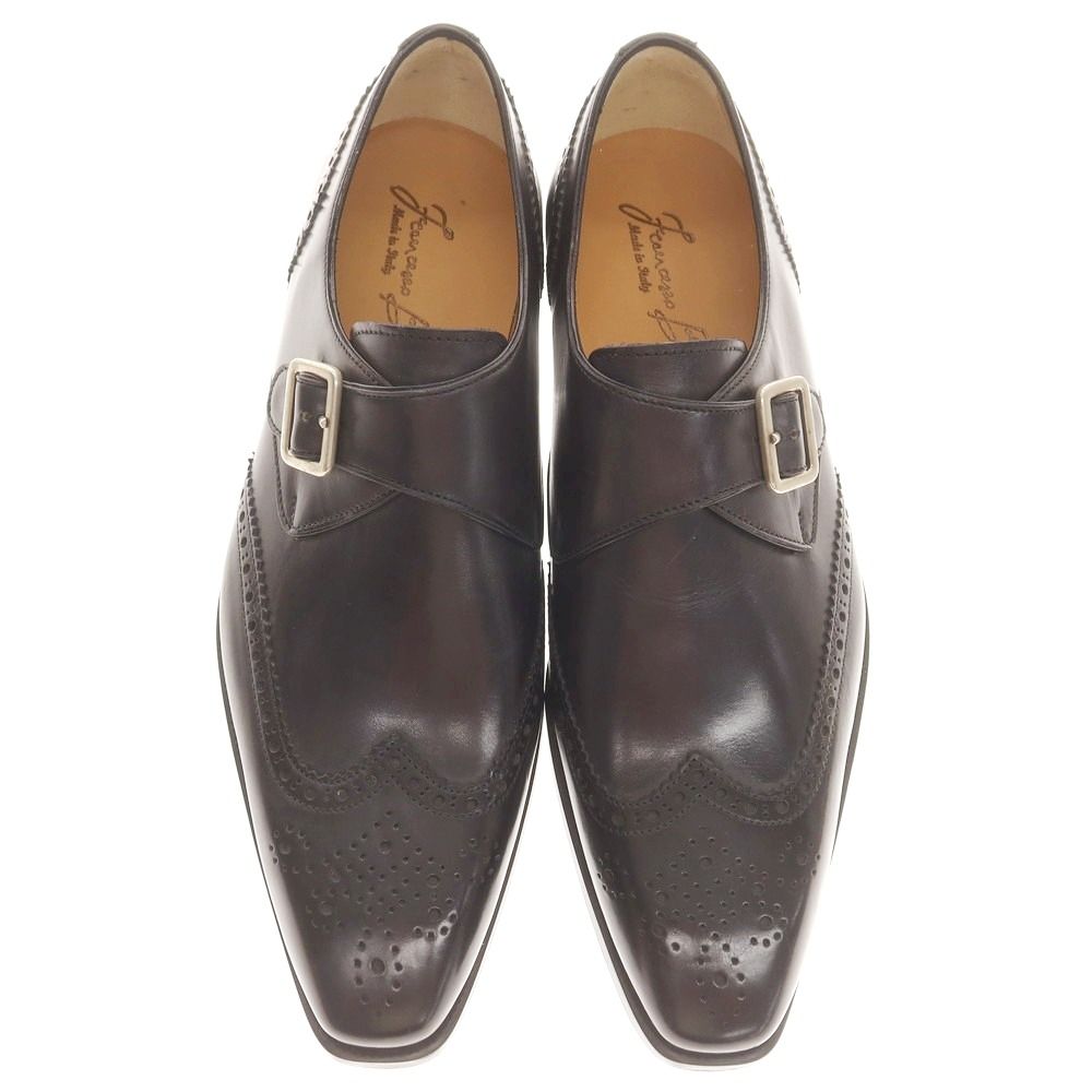 ♥ フランチェスコ ベニーニョ FRANCESCO BENIGNO シングルモンク ドレスシューズ ブラックネイビー サイズ6 1|2 メンズ
