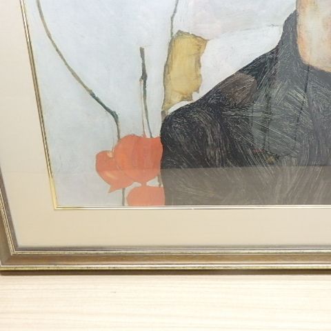 エゴン・シーレ 『ほおずきのある自画像』 輸入ポスター入り