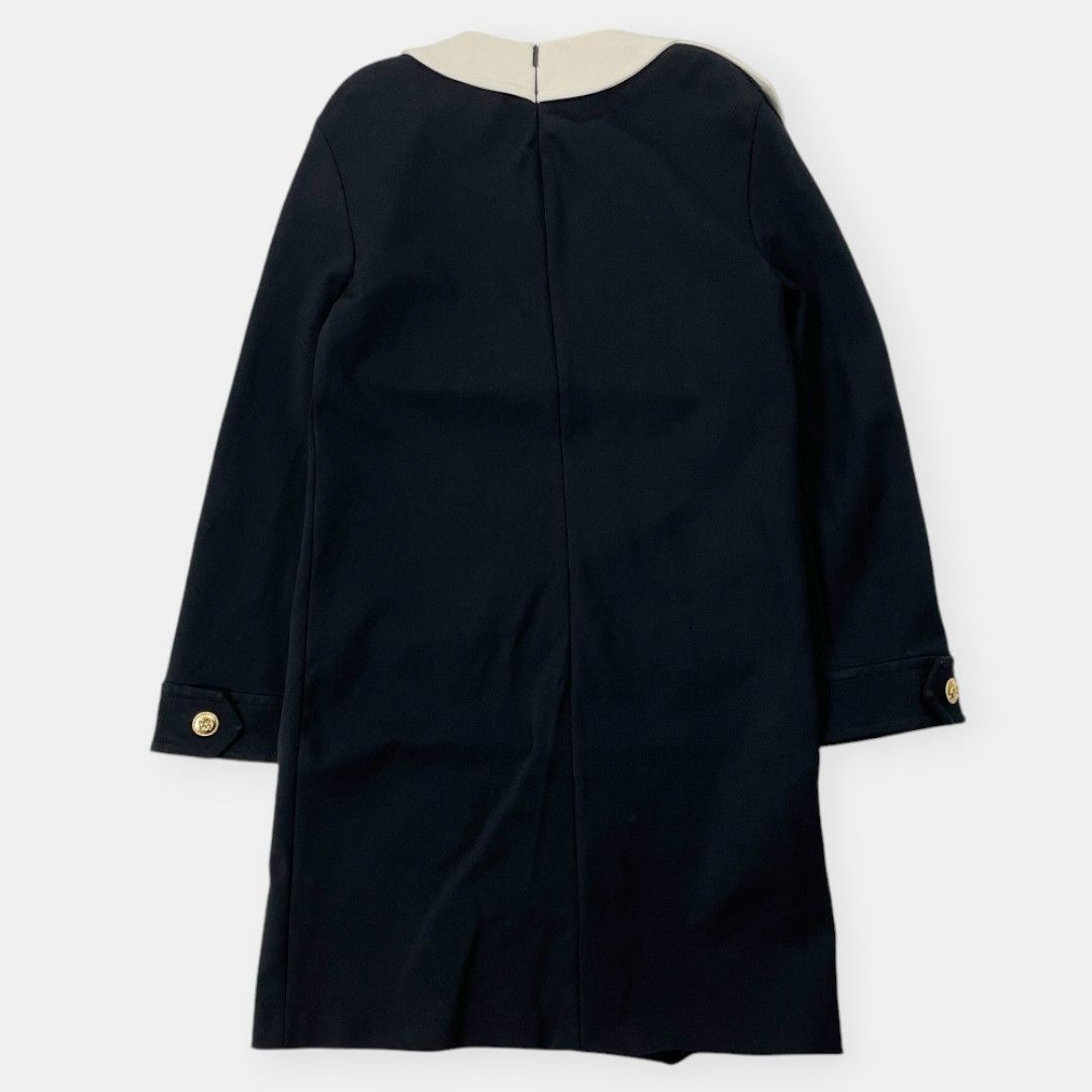 GUCCI インターロッキング GGボタン バイカラー 長袖 ワンピース S 黒
