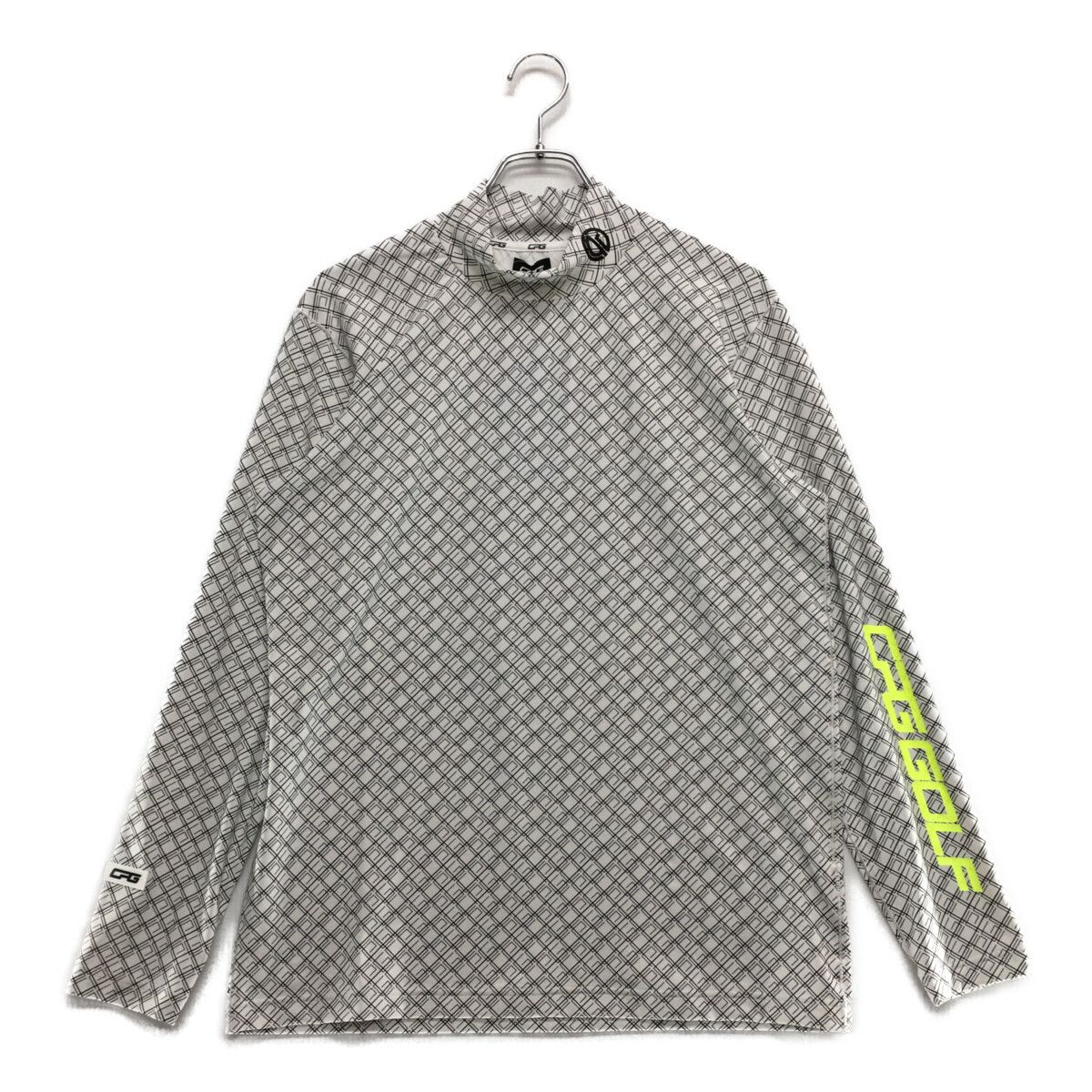 未使用品 メンズ シーピージーゴルフ CPG GOLF 長袖シャツ 3(L) 白×黒系 ハイネック 総柄