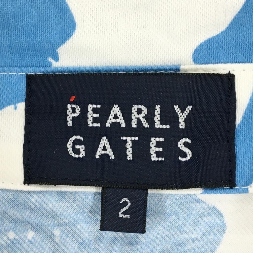 【未使用タグ付き】 PEARLEY GATES 総柄 ポロ ワンピース ゴルフ 超美品】パーリーゲイツ 半袖ポロワンピース 白×ライトブルー 総柄