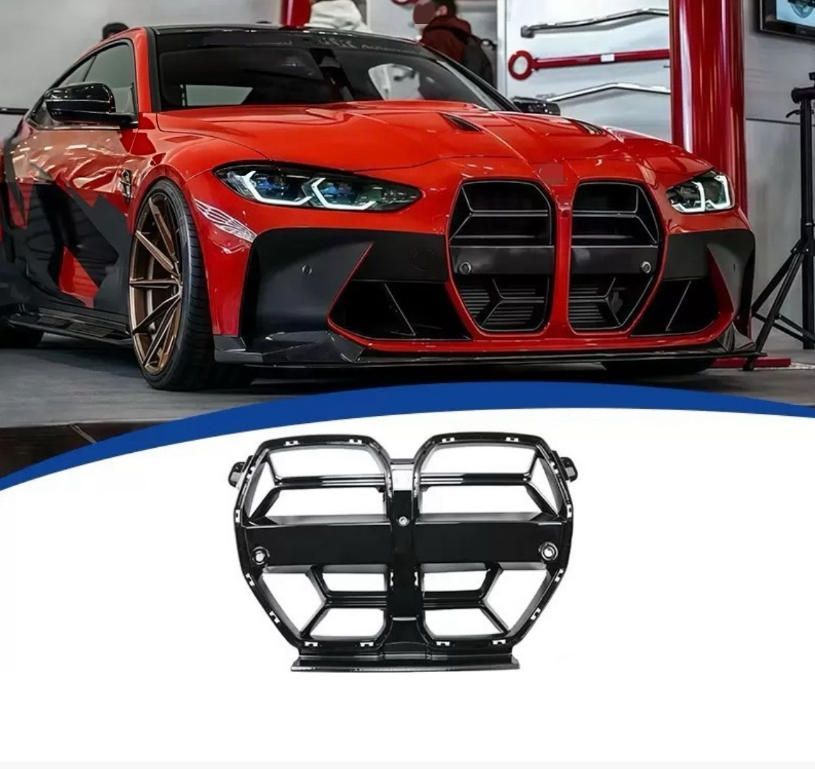 20-24 bmw M3 M4 G80 G82 CSに適用されます明るい黒のネットは明るい黒のモデルの前のグリルを交換します