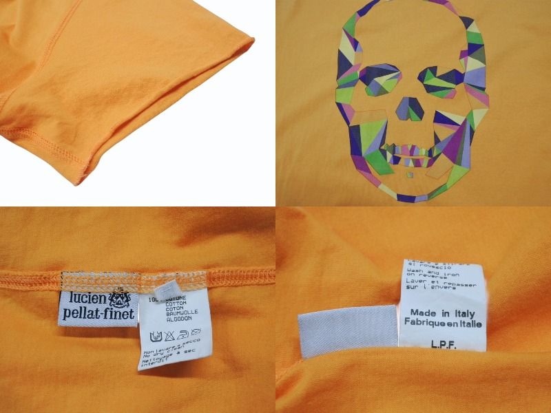 Lucien Pellat Finet ルシアン ペラフィネ スカル 半袖Tシャツ サイズM プリント オレンジ 4 b 006512 半袖(Tシャツ) Tシャツ カットソー トップス