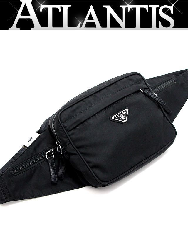 PRADA ブラック ウエストポーチ プラダ PRADA ボディバッグ ウエストポーチ ギャラ付き 黒 61723
