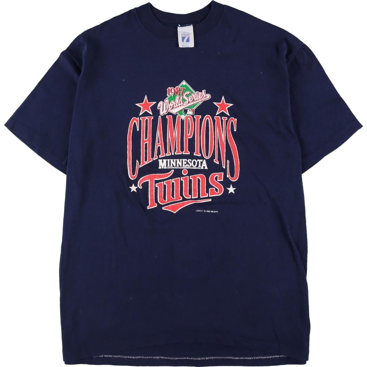 古着 80年代 LOGO7 MLB MINNESOTA TWINS ミネソタツインズ スポーツプリントTシャツ USA製 メンズM ヴィンテージ/eaa259621