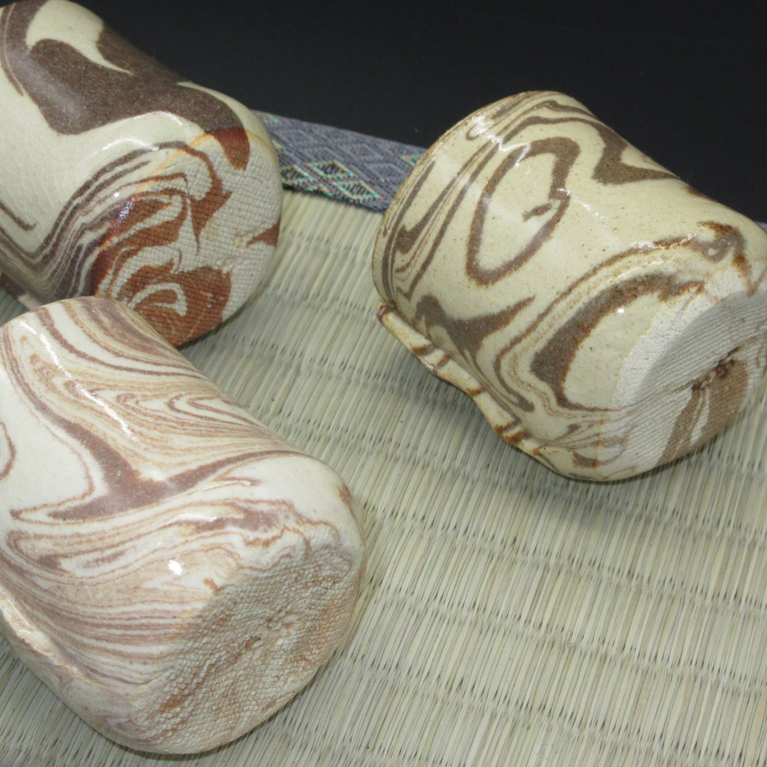 ☆陶器 瀬戸物 美濃焼 征山窯 板作り 猪口 盃 ぐい呑 ≪手作り≫ 5個