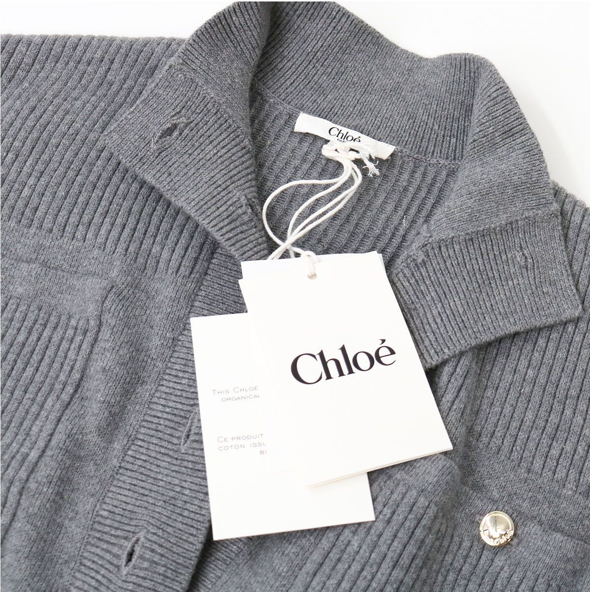 CHLOE KIDS クロエ キッズ ゴールドボタンニット C20636 大人もOK セーター レディース 子供 ガールズ 長袖 ハイネック ショート丈 ホワイト STEELWINDOWSANDDOORS_COM