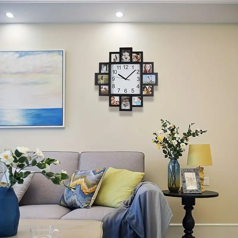 XHUANFN ビンテージレトロ鉄飾り電池式サイレントテーブル時計ホーム