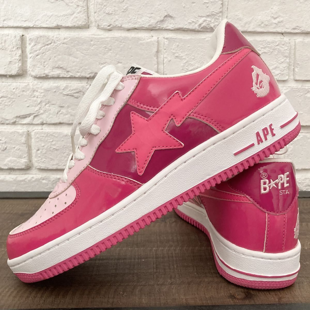 ★未使用品★ BAPESTA エナメル スニーカー 28cm Pink a bathing ape BAPE STA shoes sneakers  エイプ ベイプ ベイプスタ ピンク NIGO