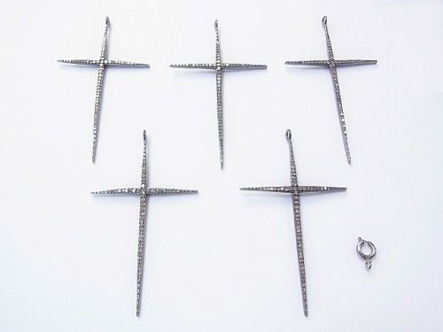 ダイヤモンドクロス チャーム56×35×2mm Silver925（BKロジウム - 陰陽