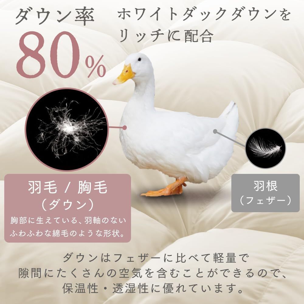 ホワイトダックダウン80％ 羽毛布団