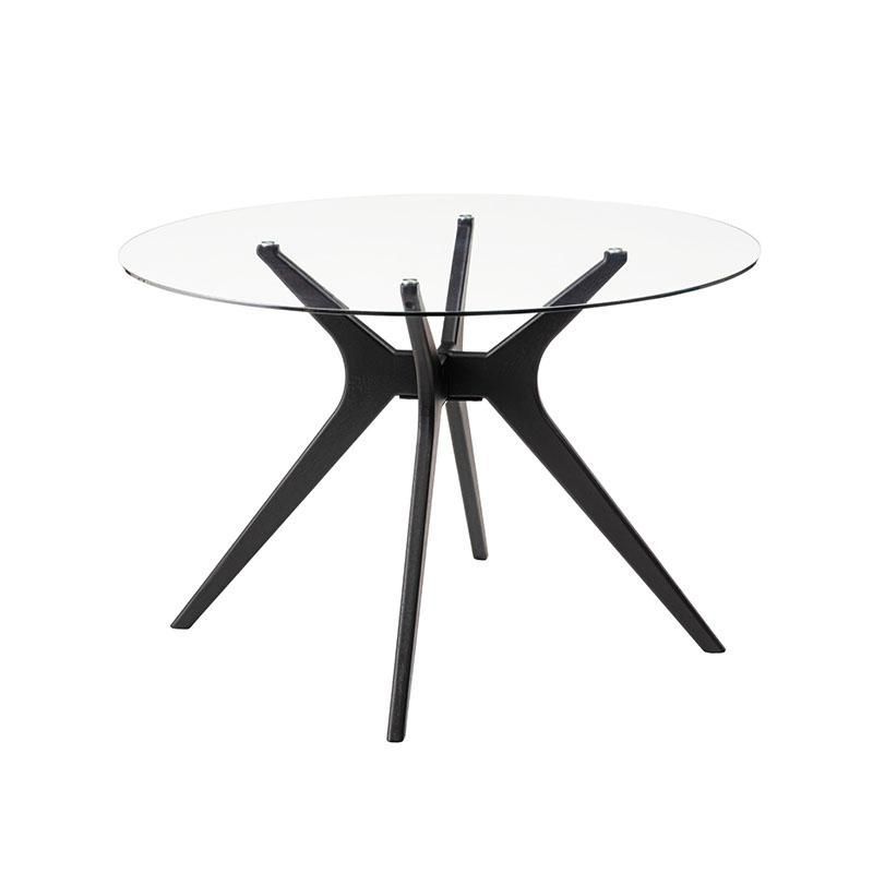 ダイニングテーブル 円形 幅110 ガラス 天然木 オーク 直径110 ラウンドテーブル ガラステーブル シンプル モダン 北欧 ナチュラル 2人掛け 4人掛け 透明 クリア