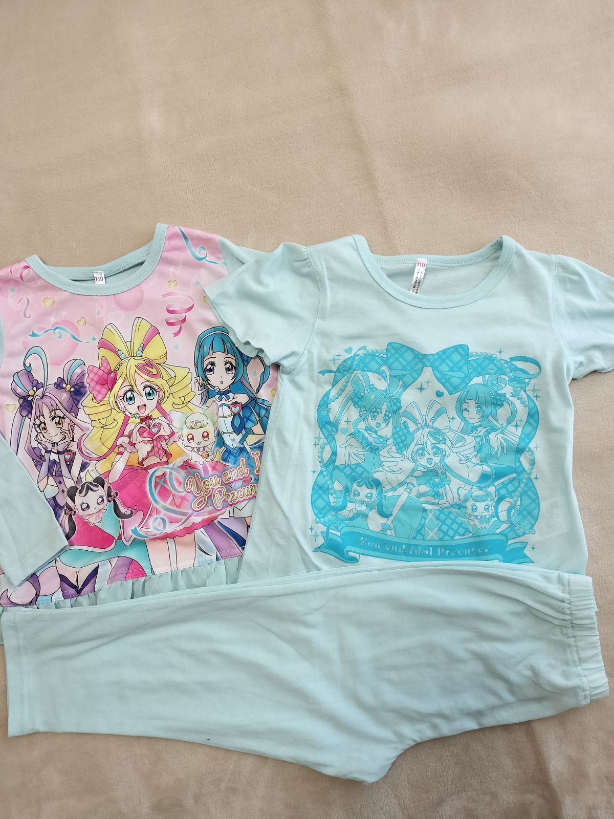 定価3,630円　キミとアイドルプリキュア♪ 天竺薄手　光る2TOPSパジャマ 裾フリル 【2781516】サックス