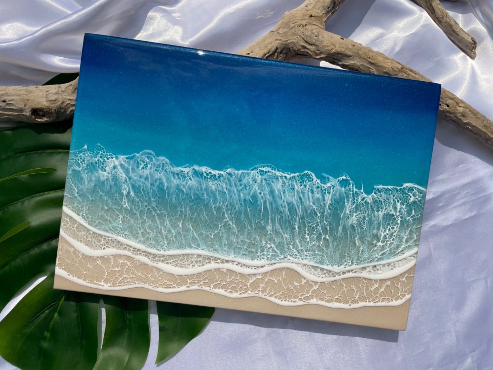 レジン海アート☆No.40 星の砂 波の絵 海の絵 アート