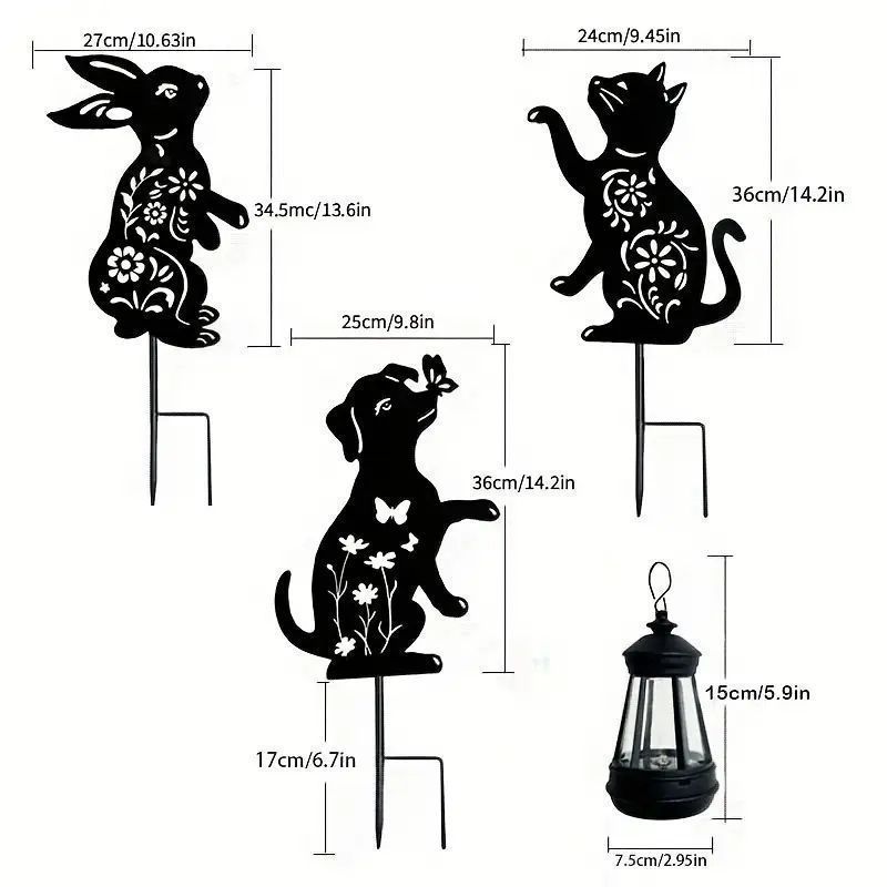 ソーラー充電式動物シルエットランタンセット エレガントで耐久性のあるLEDガーデンライト 屋外 yunban562 WWW_SKLAD-KIRPICHA_RU