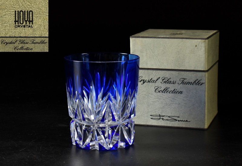 蔵A2395e HOYA ホヤクリスタル 色被せ切子 最 ロックグラス rystal glass Tumblr Collection