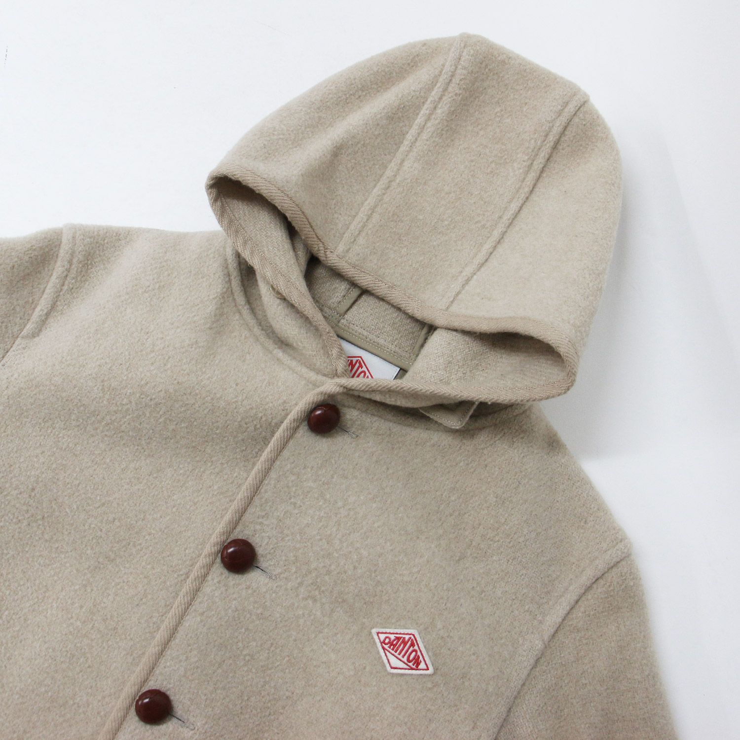 美品　ダントン　ウールモッサ　フード　ショートコート　ジャケット　ベージュ DANTON ダントン ジャケット コート ショート丈 ベージュ サイズ