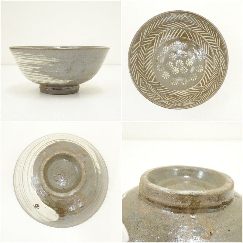 骨董　アンティーク　三和高麗　復古高麗　高麗青磁　象嵌　三島手茶碗　三島茶碗 骨董 アンティーク 三和高麗 復古高麗 高麗青磁 象嵌 三島手茶碗