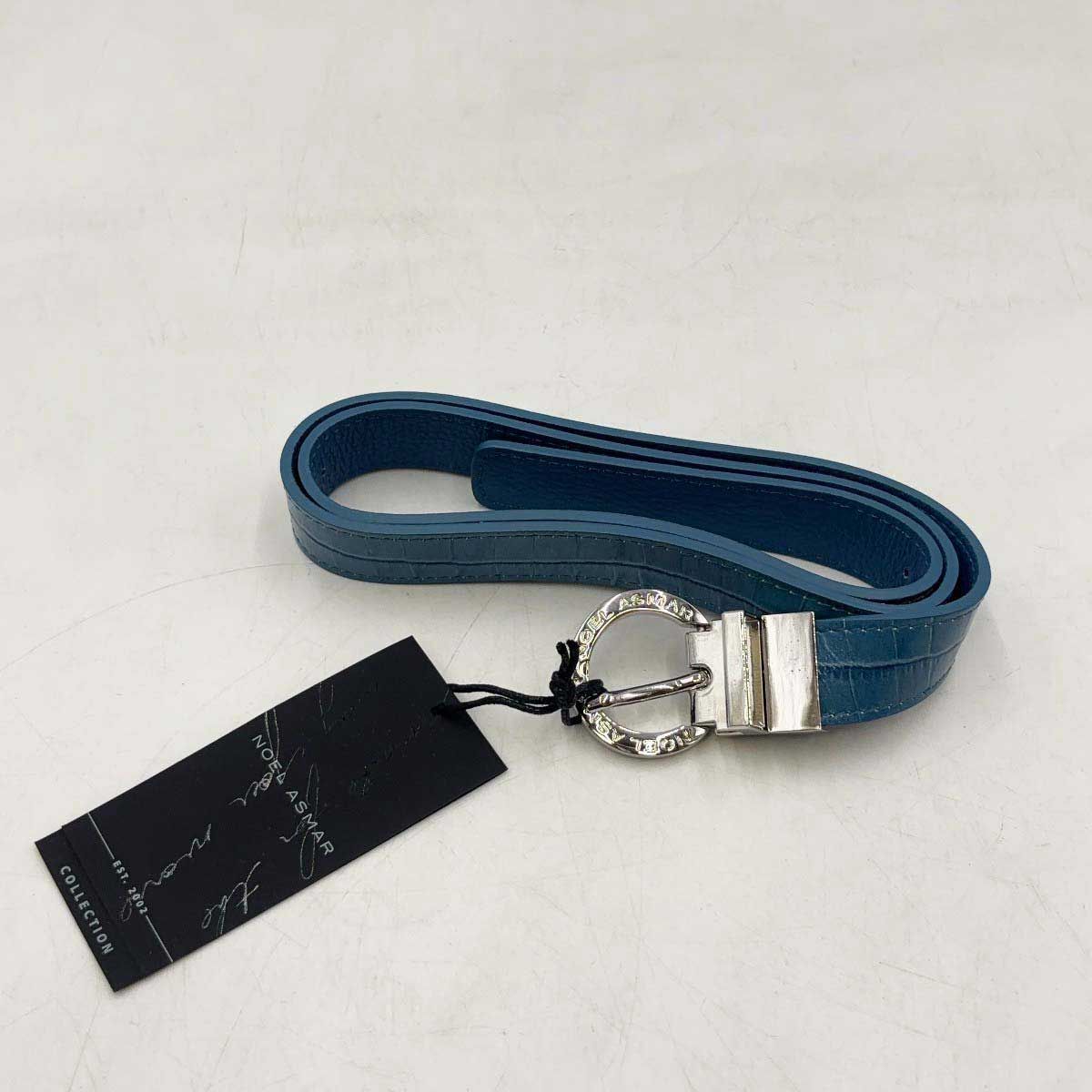 【中古・未使用品】NOEL ASMAR ノエルアスマール Demi Croc Belt レザーベルト M Azure ブルー NAD2904C レディース 乗馬 ウェア 馬術 未使用】NOEL ASMAR ノエルアスマール Demi Croc Belt レザー