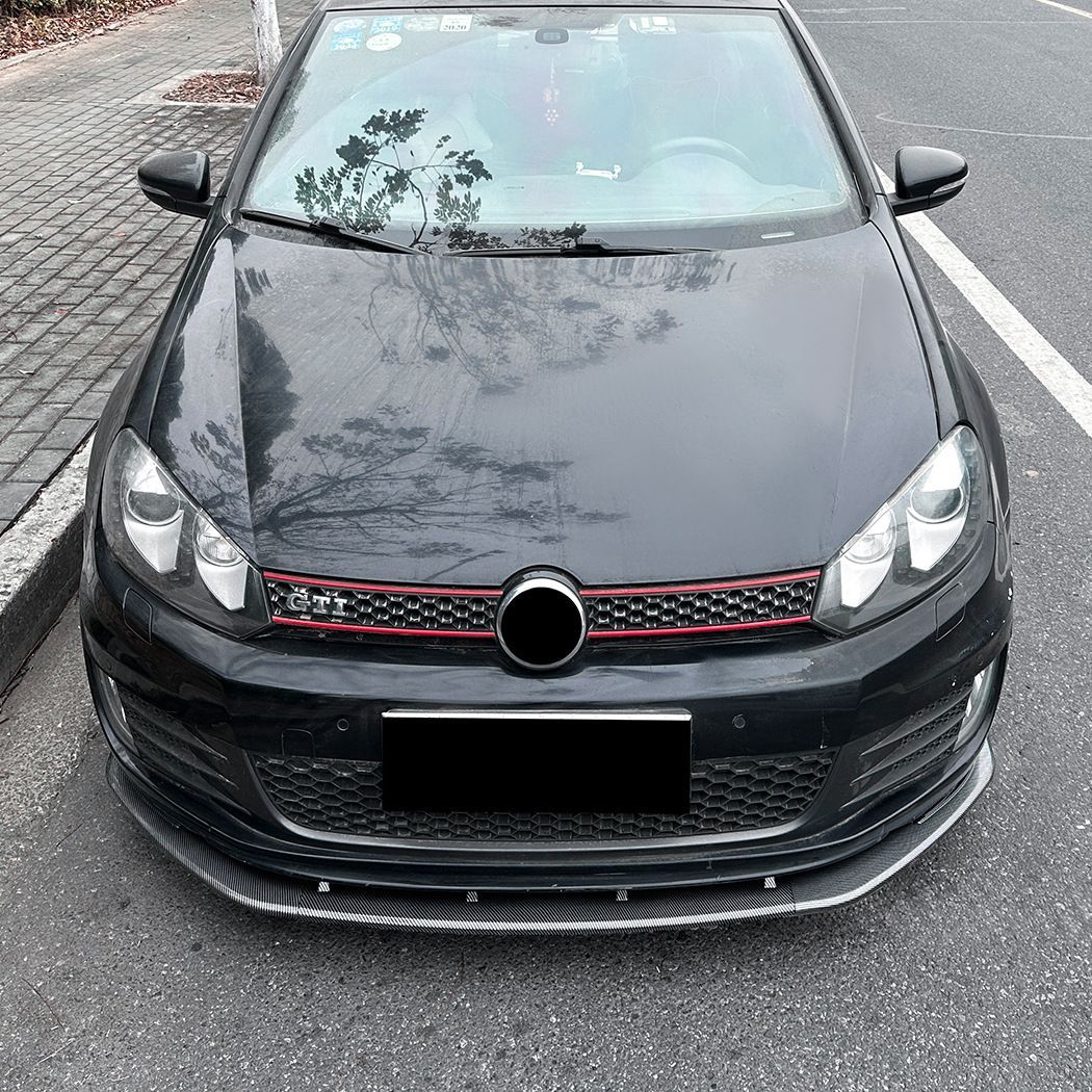 フォルクスワーゲン ゴルフ6 GTI 2008-2012 フロントリップ スポイラー ABS製 ピアノブラック - カーボン調仕上げ