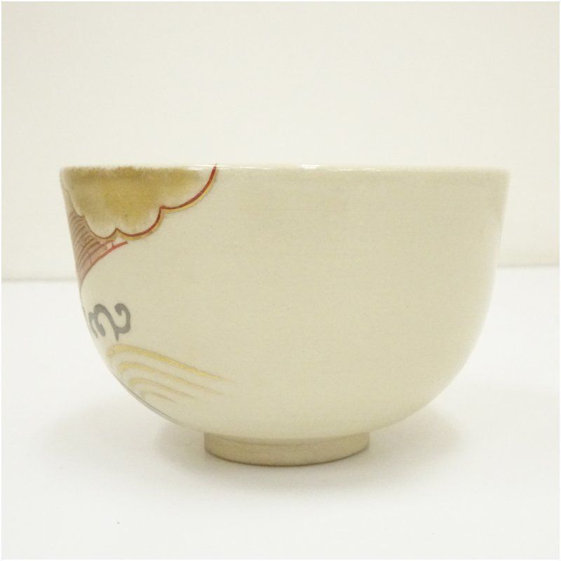 京焼 高台寺窯 森里陶楽造 仁清写波之橋茶碗（保護箱） 茶道