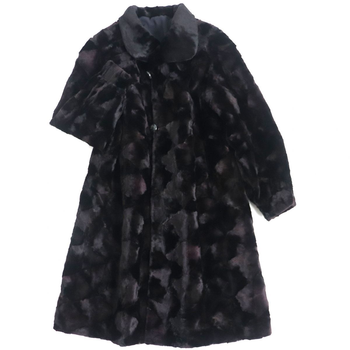 毛並み極美品▽MINK ミンク 本毛皮コート ブラック 13号 毛質艶