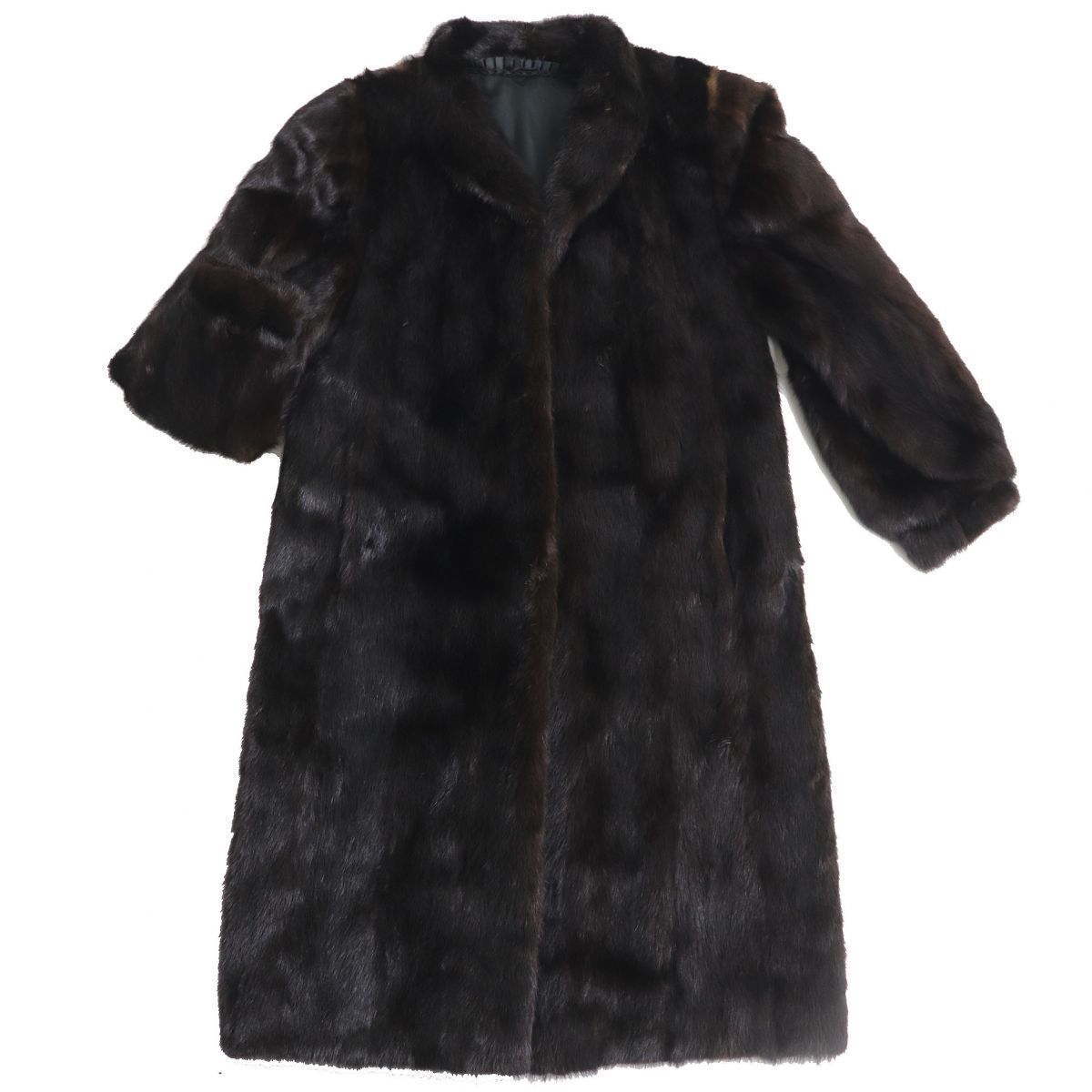 サガミンクロイヤル　高級毛皮コート　シェアードミンク　リアルファー　ロング　黒