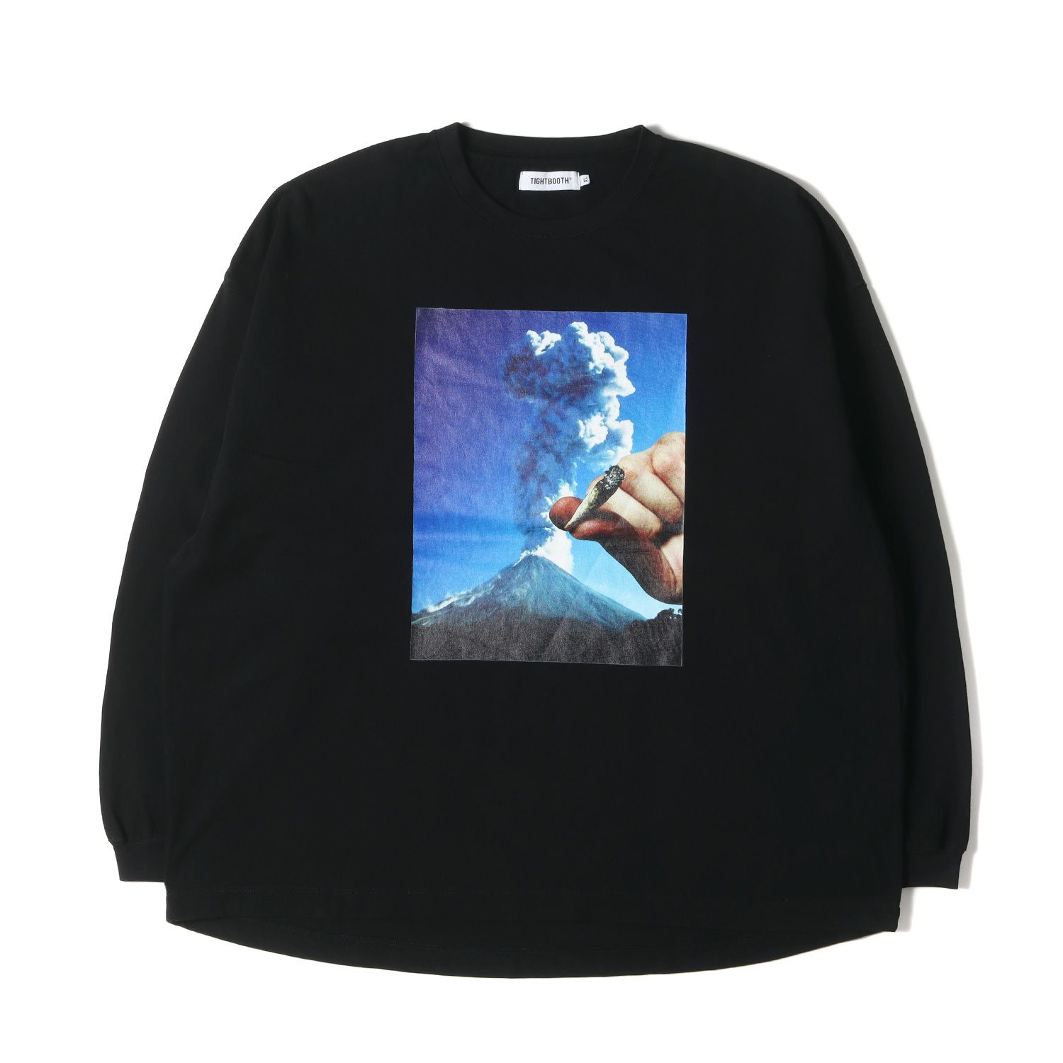 TIGHTBOOTH PRODUCTION タイトブースプロダクション Tシャツ サイズ:XL 23AW 高岡周策 コラージュ オーバーサイズ ロングスリーブTシャツ VOLCANO L/S T-SHIRT ブラック 黒 トップス カットソー 長袖【メン