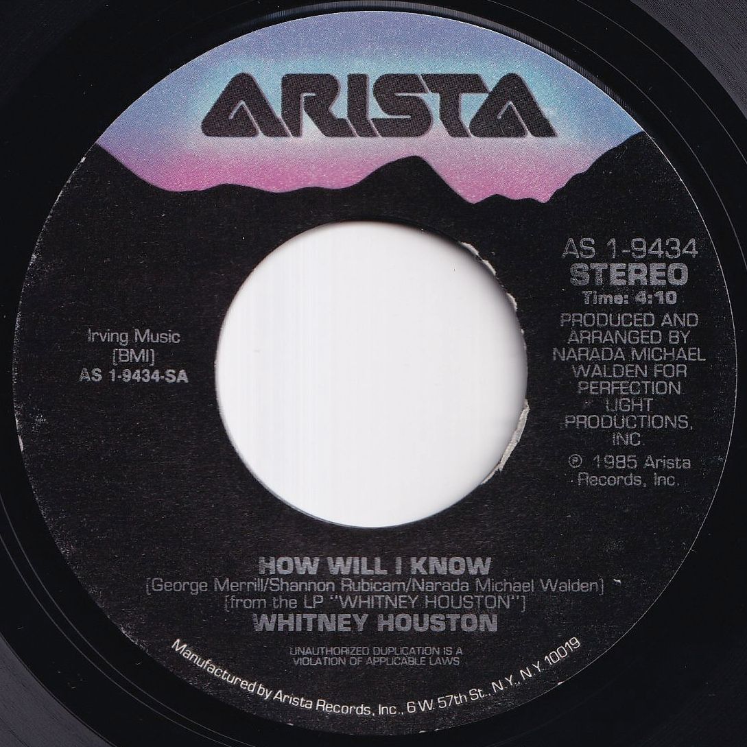Whitney Houston How Will I Know / Someone For Me Arista US