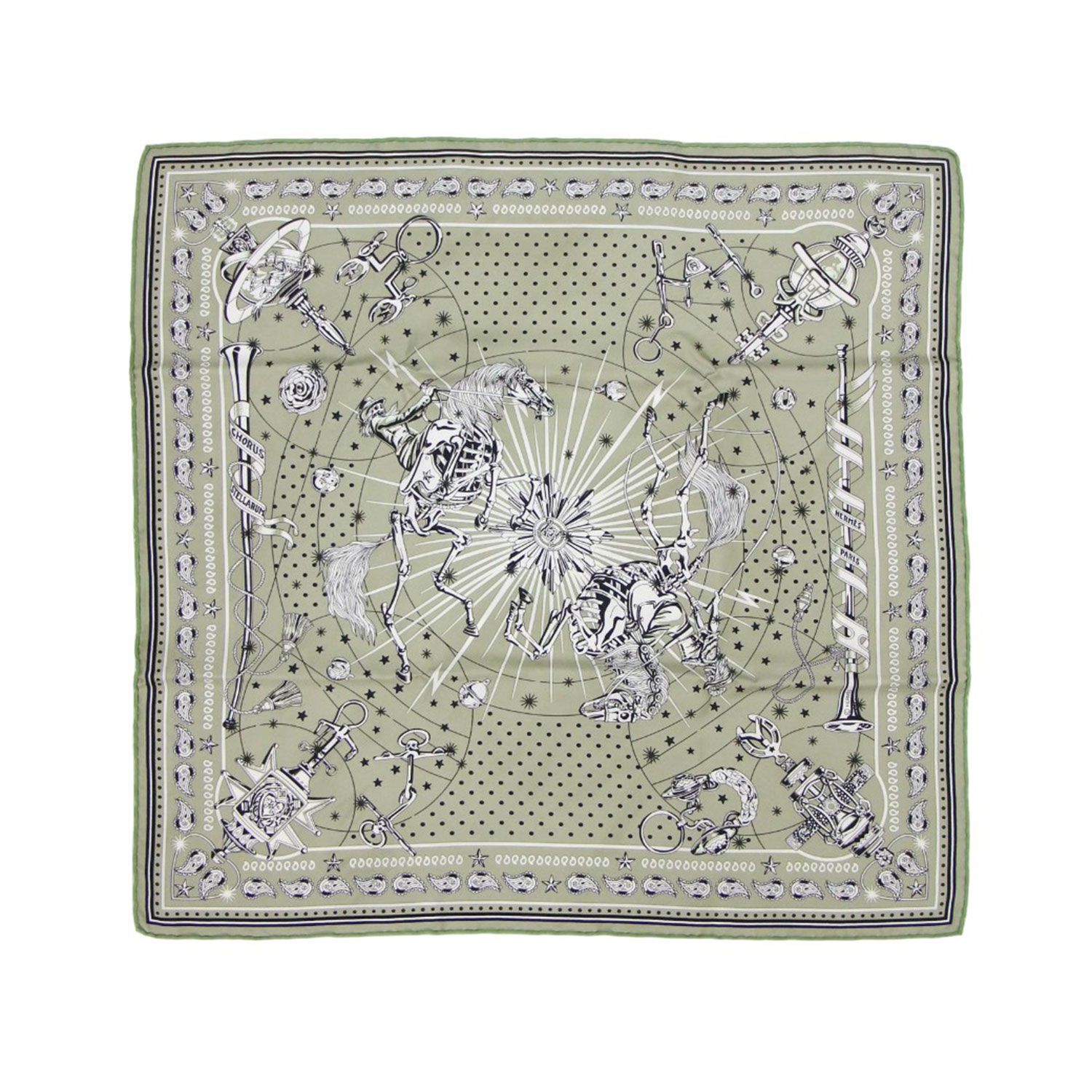 美品 HERMES エルメス シルク バンダナ 55 コーラス ステラルム