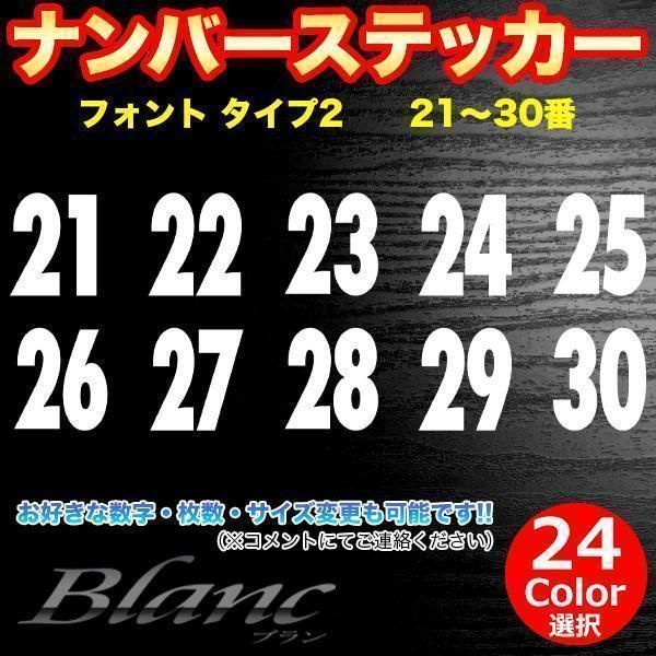 ヘルメット 番号 ナンバー 背番号 ステッカー 【タイプ2】 21～30番