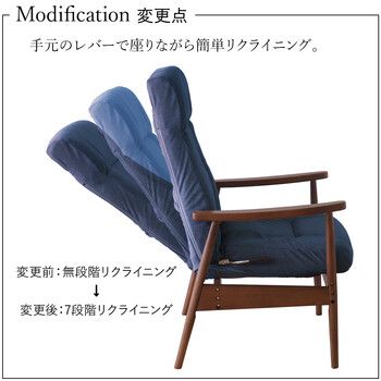 形姿が美しいリクライニングチェア ブルー