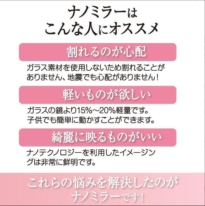 全面鏡 折り畳み 鏡 割れない鏡 高さ160cmx幅60×2 シルバー 1847